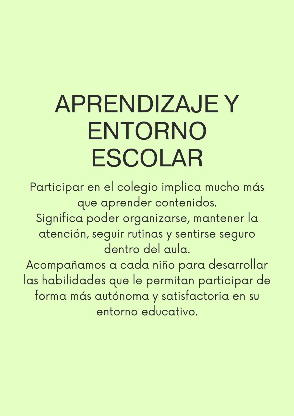 Aprendizaje y entorno escolar